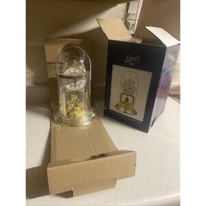 Vintage New In Box Schatz 1881 Anniversary Clock Glass Dome Brass Clock Germany